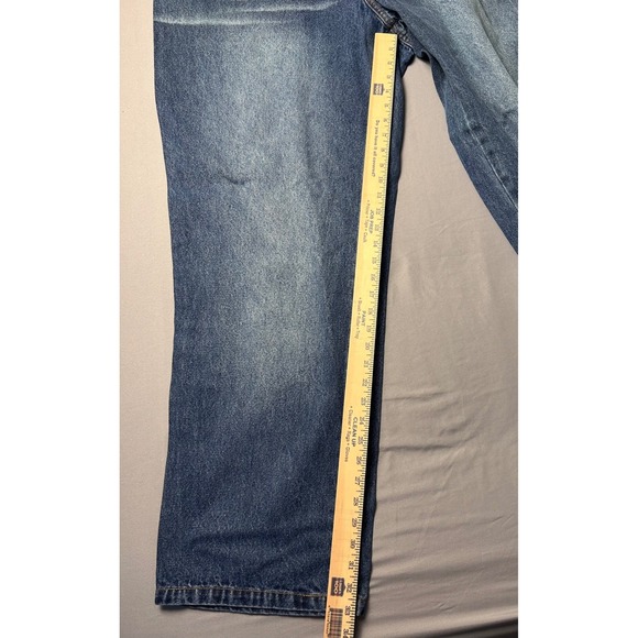 VTG Arjun Jeans Classic Mens 42x34 Dark Blue Wash Distressed Straight Leg Denim - Picture 4 of 7
